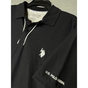 US Polo Assn Mens Polo Shirt Size XL black Novelty Sport Polo Short‎ Sleeve